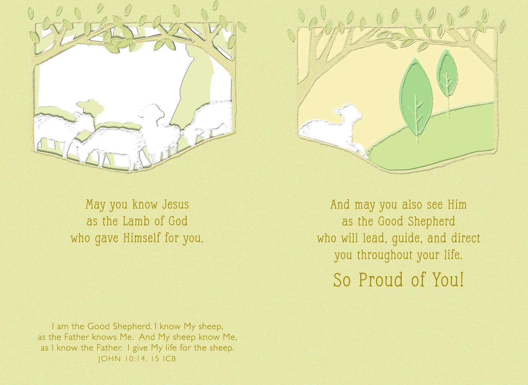 Lamb of God First Communion Card for Godson
