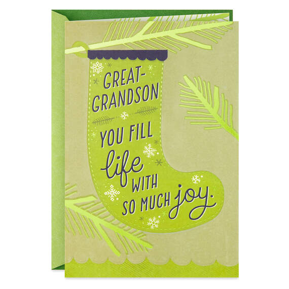 Love and Joy Christmas Card for Great-Grandson, , large image number 1