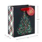 Illustrated Christmas Tree on Black Small Gift Bag measurement image number 3