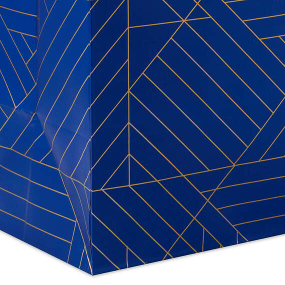 13" Gold Geometric on Navy Blue Large Gift Bag, , large image number 5