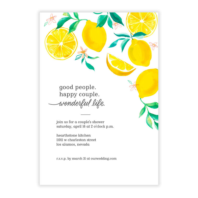 Wonderful Life Lemons Couples Shower Invitation, , large image number 5
