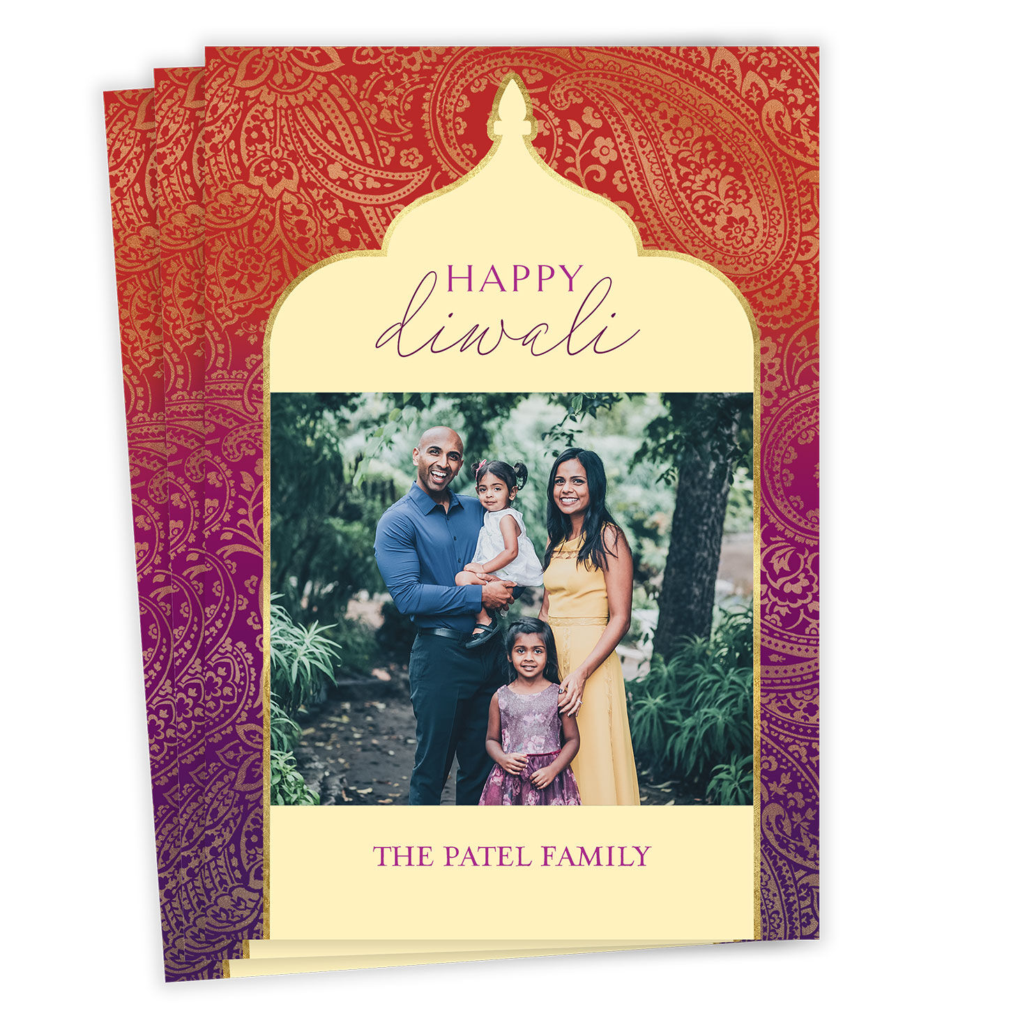 Paisley Ombre Flat Diwali Photo Card