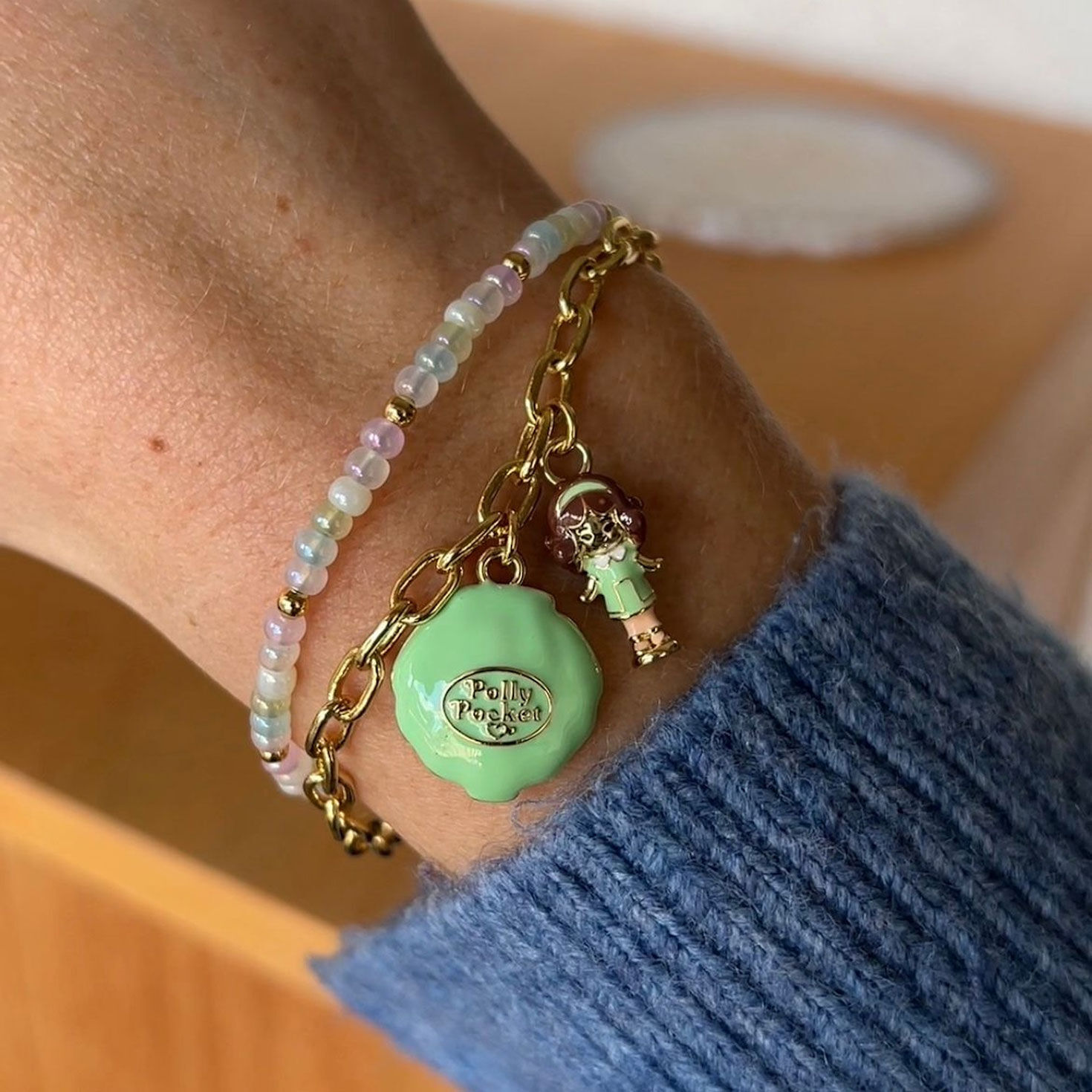 Alex And Ani Polly Pocket&trade; 2 Row Charm Bracelet in use image number 4