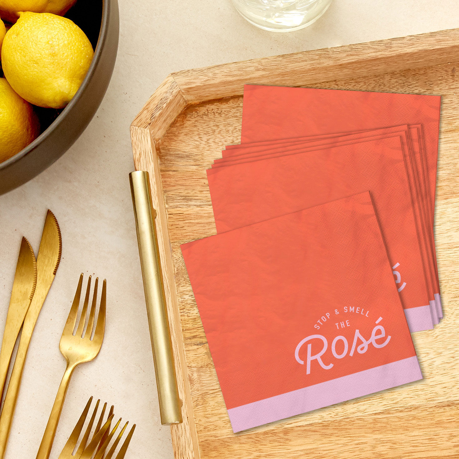 Orange and Pink Cocktail Napkins  image number 3