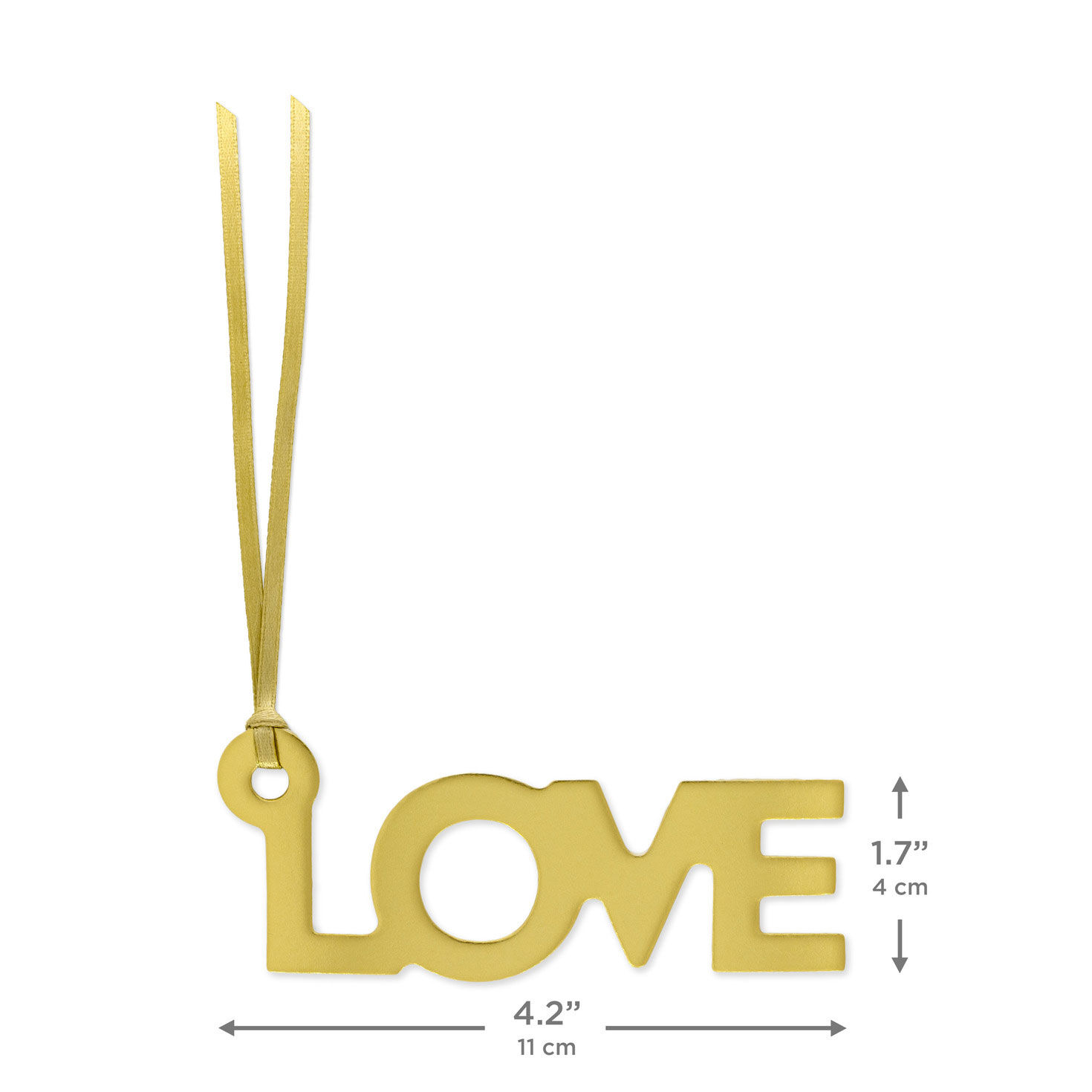 Love Die-Cut Gold Gift Trim With Ribbon Hanger measurement image number 3
