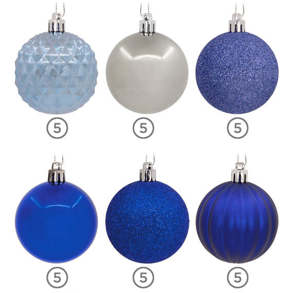 30-Piece Blue, Silver Shatterproof Christmas Ornaments Set, , large image number 4