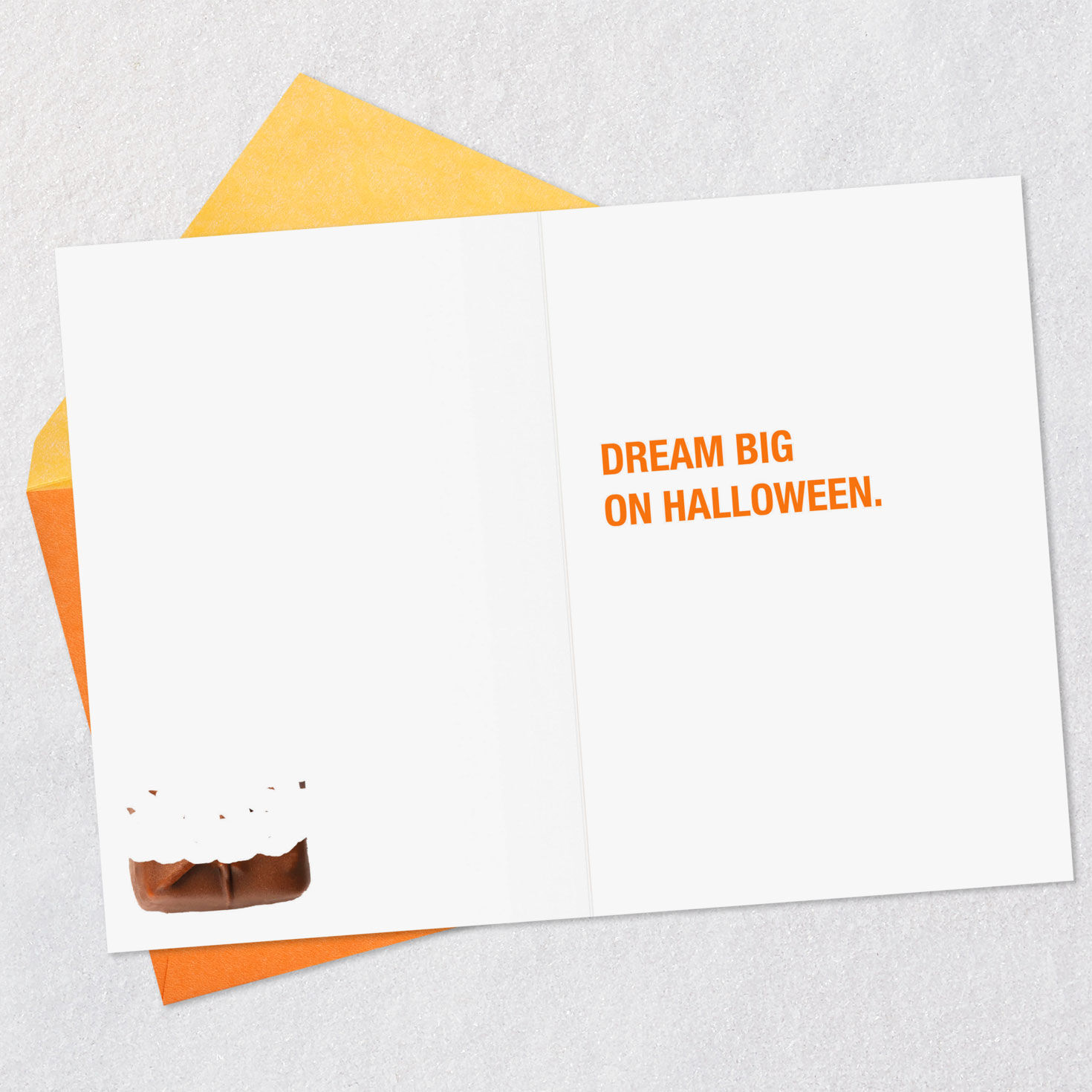 Chocolate Candy Bar Funny Halloween Card Open card with envelope image number 3