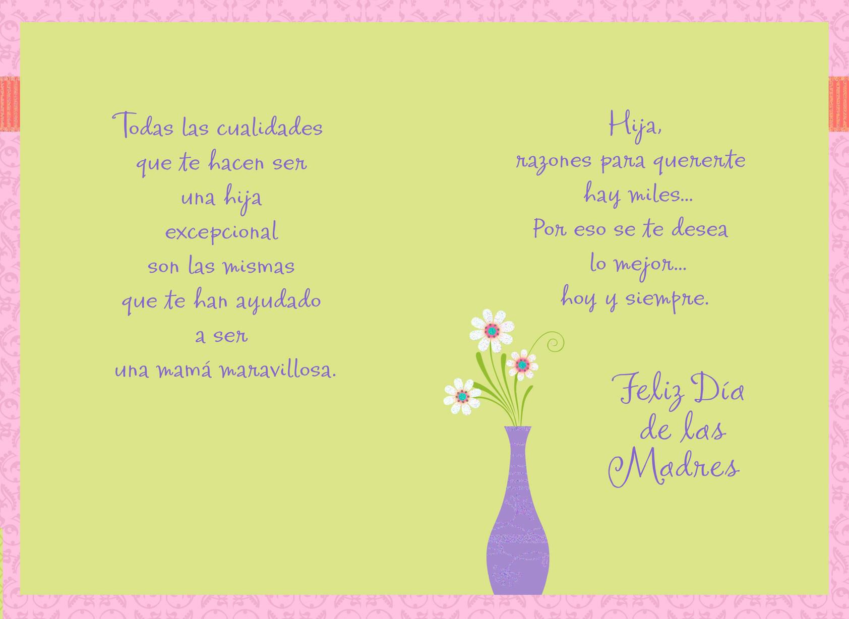Vases of Flowers Spanish-Language Mother's Day Card for Daughter