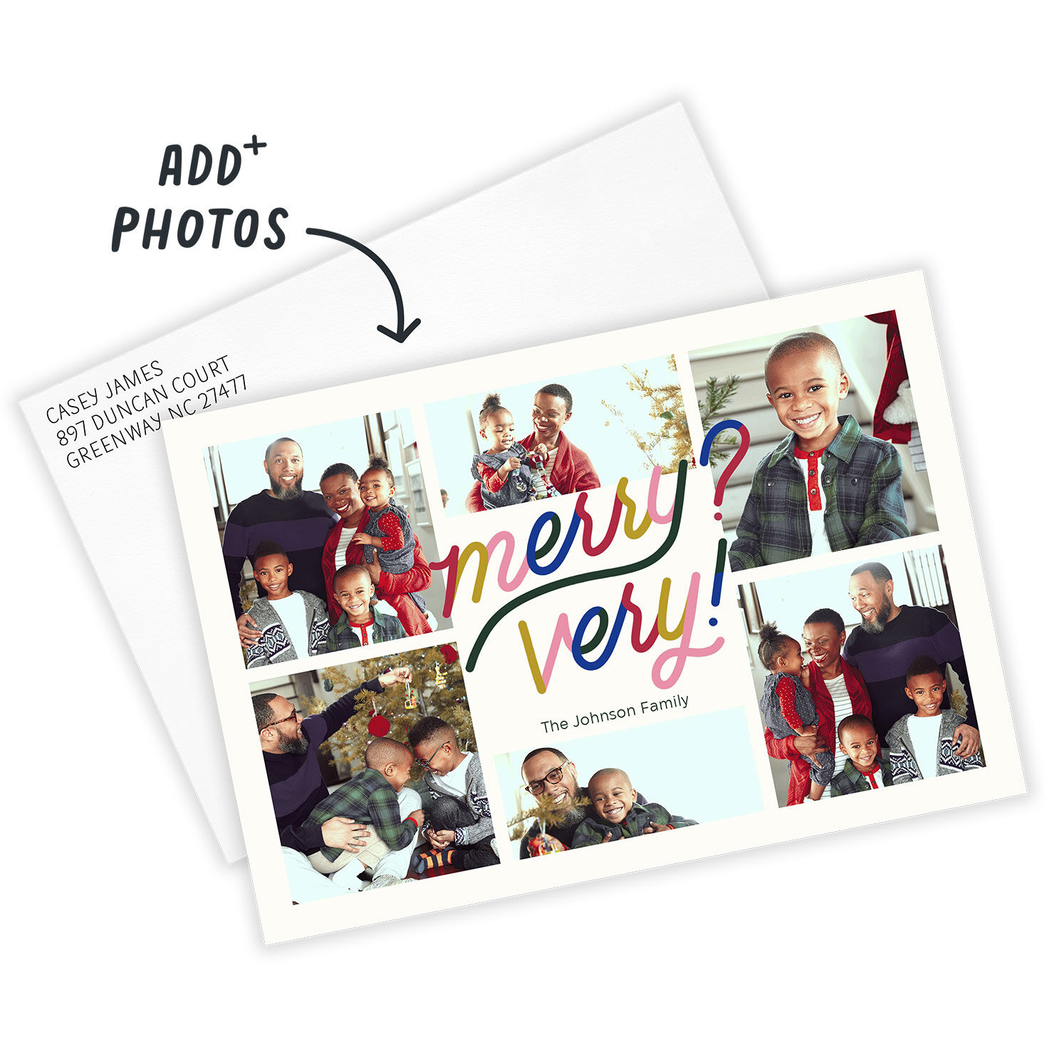 Very Merry Flat Christmas Photo Card, , large image number 2