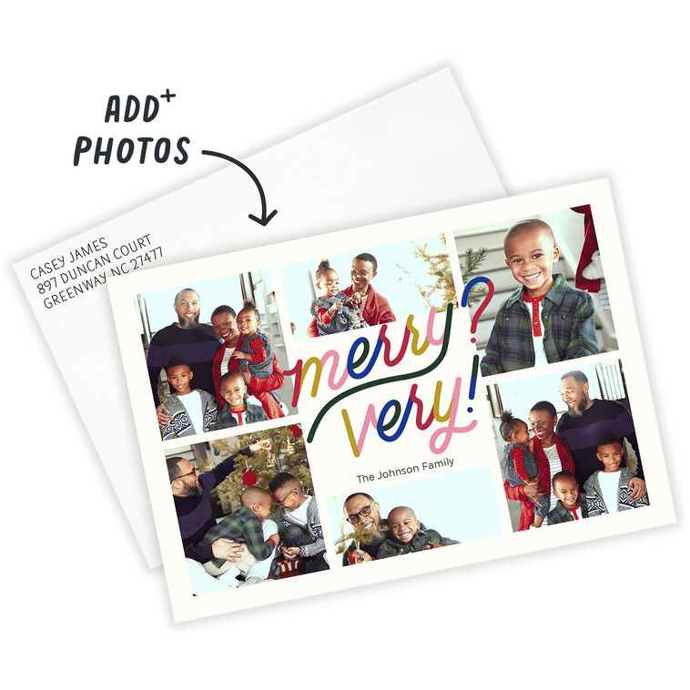Very Merry Flat Christmas Photo Card, , large image number 2