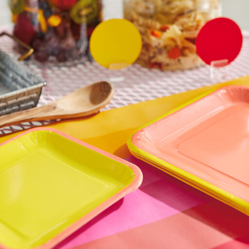 Color Pop 96-Piece Tableware Basics Party Kit, Orange and Yellow, 