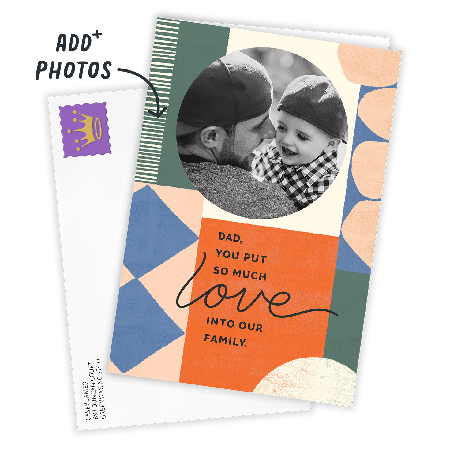 Geometric Shapes Personalized Father's Day Card Card Front indicating personalization image number 2