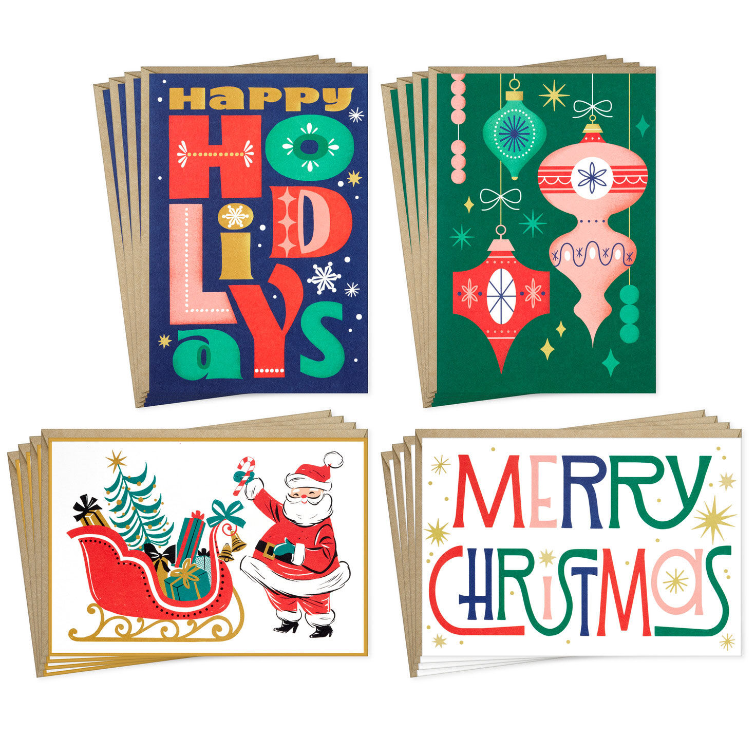 Retro Merry Wishes Assorted Boxed Christmas Cards, Pack of 16 for only USD 15.49 | Hallmark