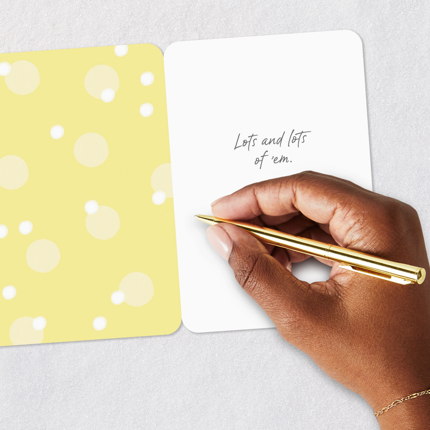 Blue Watercolor Dots Gold Circle Encouragement Card Signing card image number 6