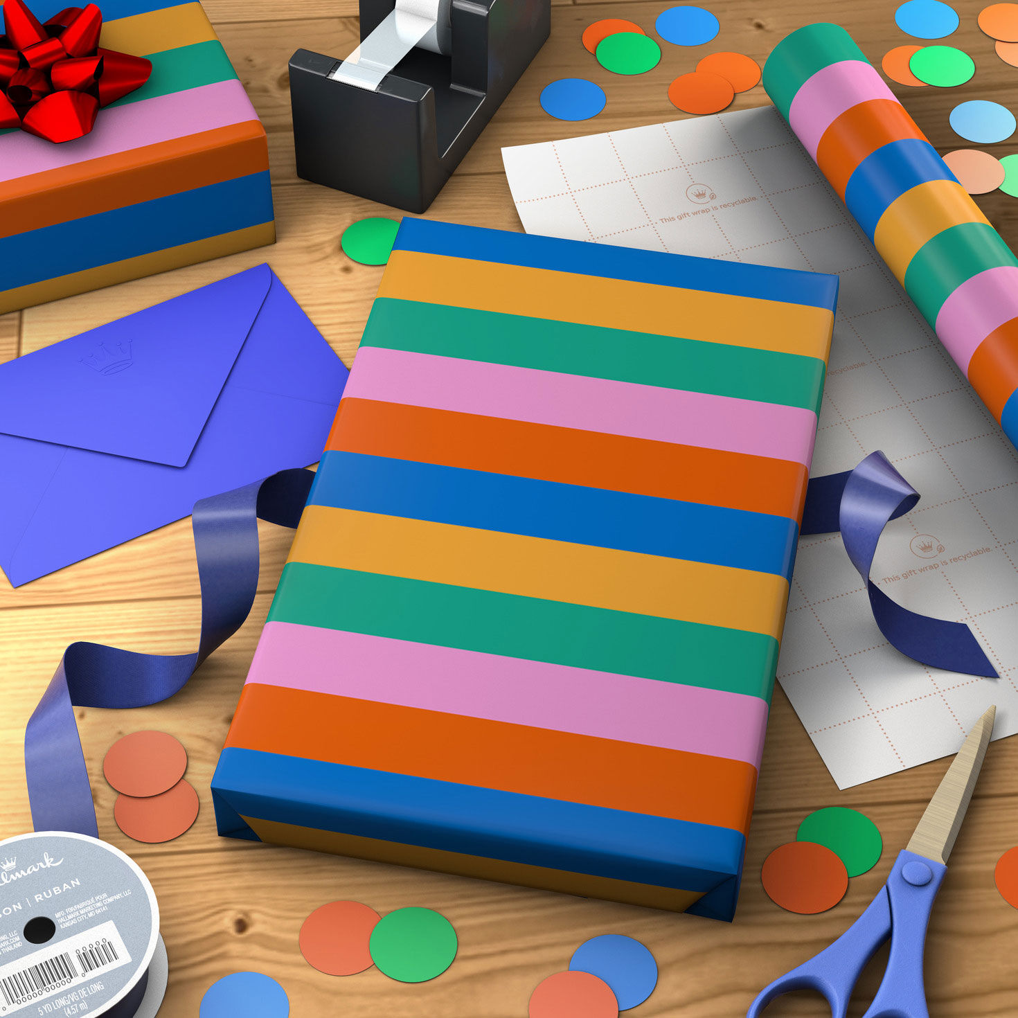 Bold Modern Stripes Wrapping Paper Mini Roll, 38.8 sq. ft. for only USD 12.99 | Hallmark
