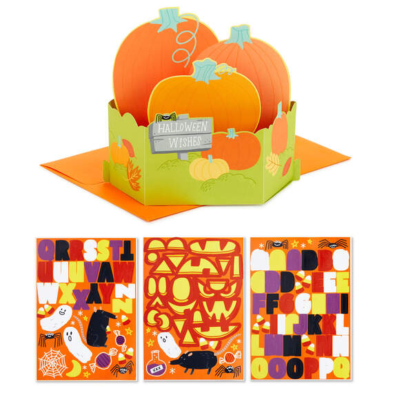 Pumpkin Patch 3D Pop-Up Halloween Card With Stickers, , large image number 1