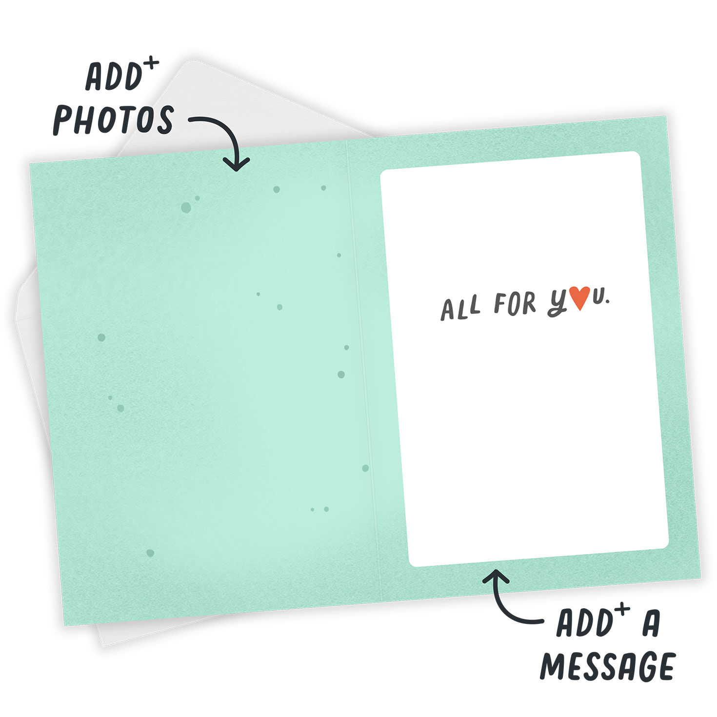 Otter With Heart Personalized Everyday Card Open Card with Envelope indicating personalization image number 3