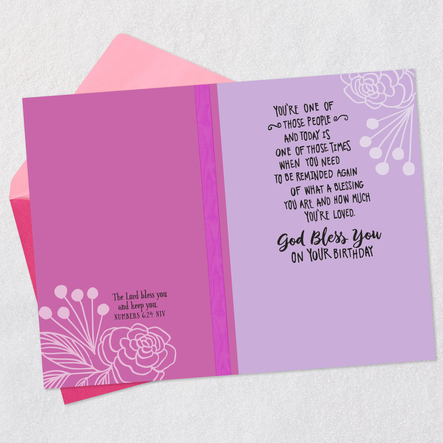 God Bless You Religious Birthday Card for Her Open card with envelope image number 4