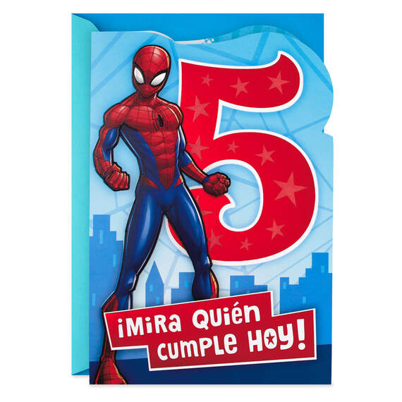 Marvel Spider-Man Spanish-Language 5th Birthday Card With Stickers, , large image number 1