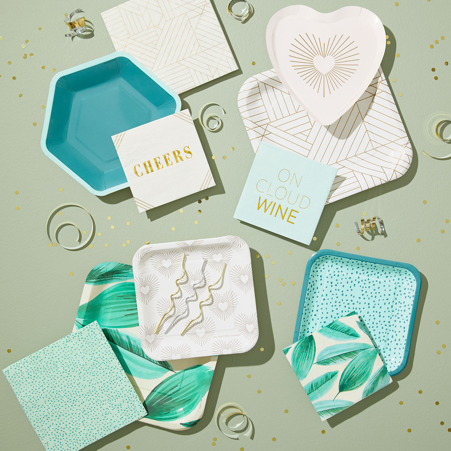 Aqua With Green Dots Dinner Napkins, Set of 16, , large image number 2