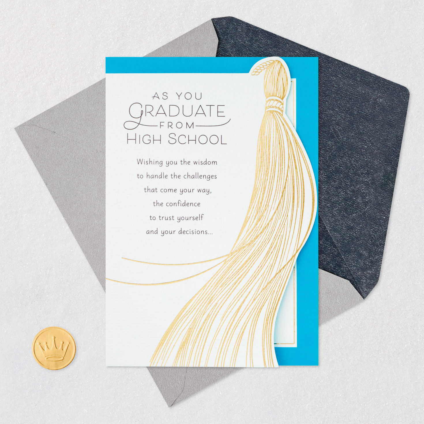 Gold Tassel High School Graduation Card card front with envelope and gold seal image number 5