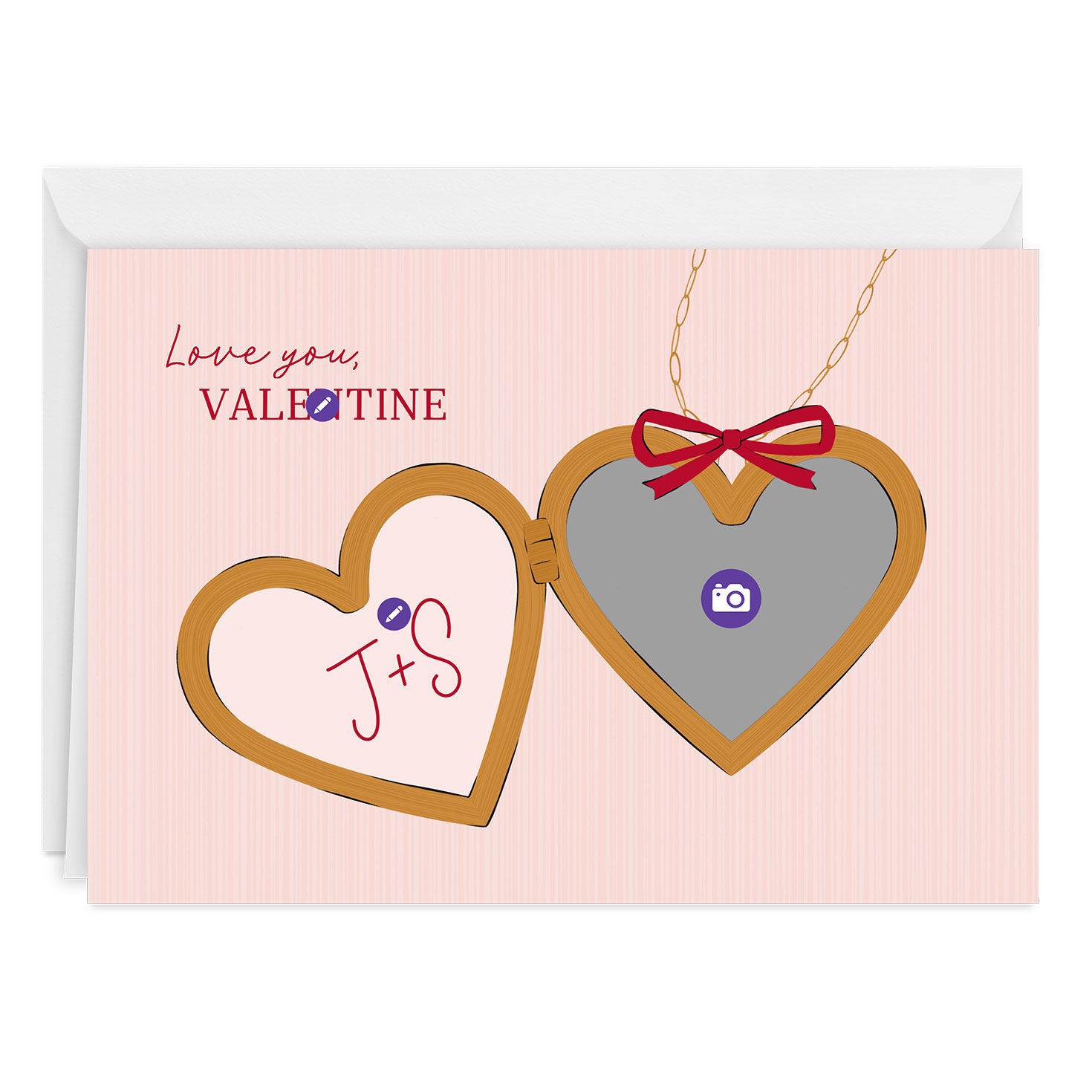 Heart Locket Personalized Valentine's Day Card Card Front indicating personalization image number 3