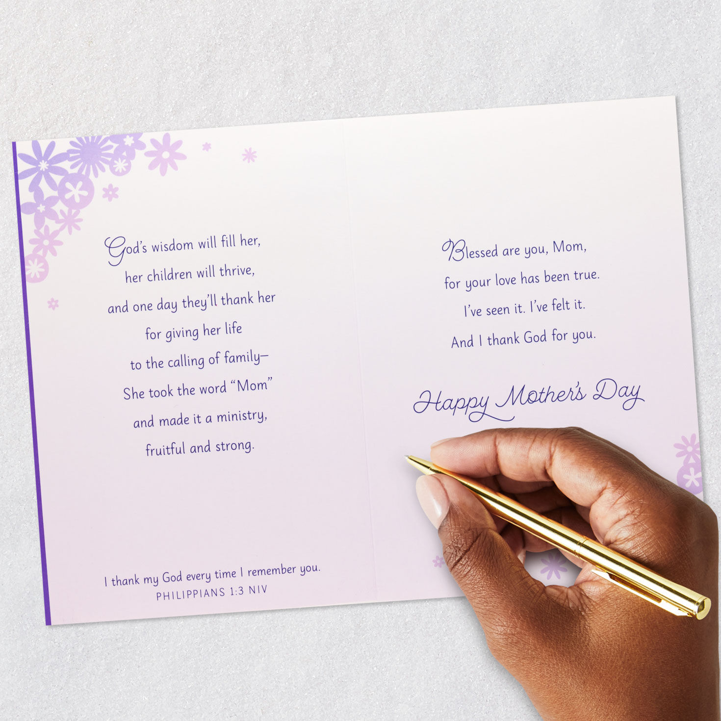 Purple Hydrangea Flowers Mom Mother's Day Card Signing card image number 7