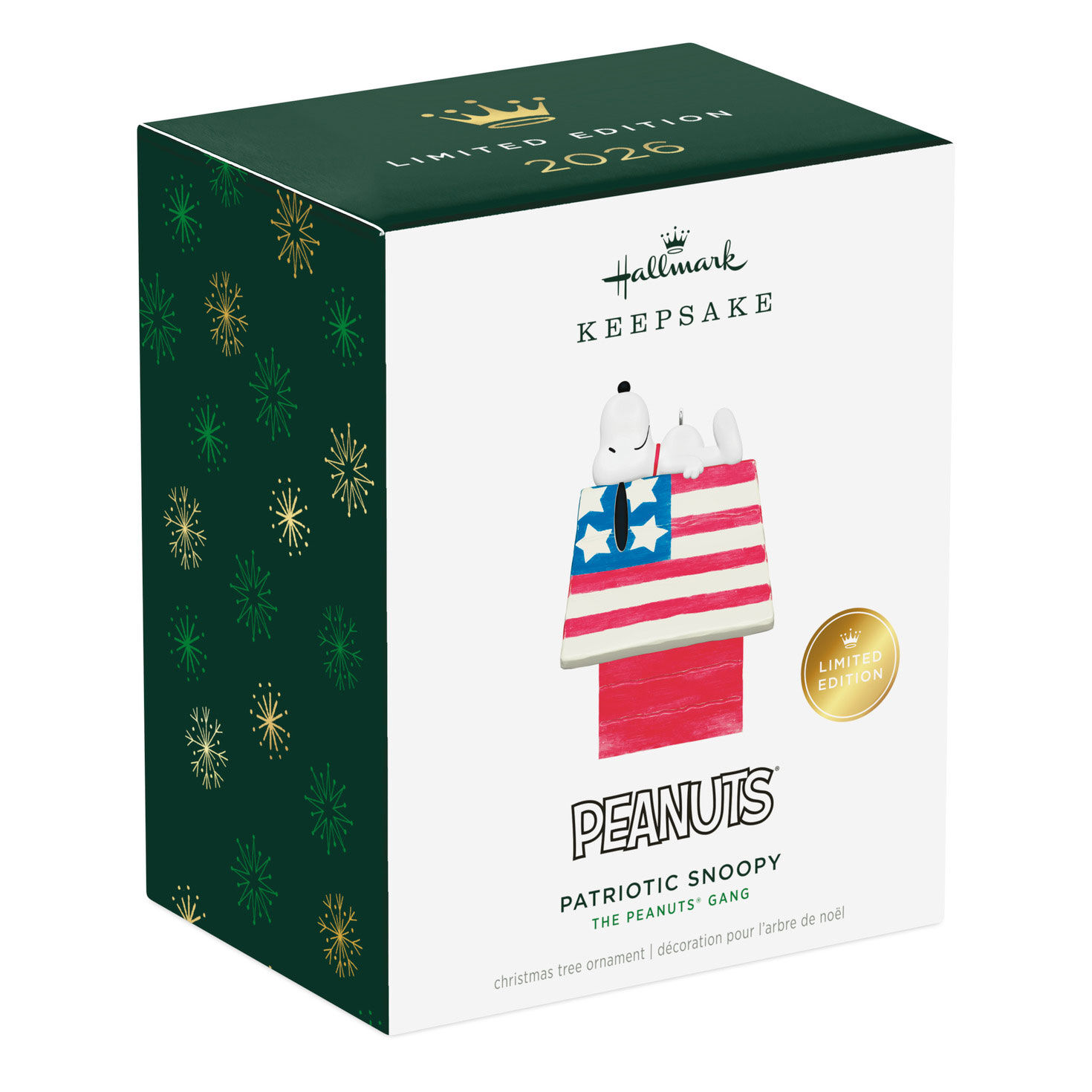 Snoopy on Patriotic Doghouse Keepsake Ornament package front image number 7