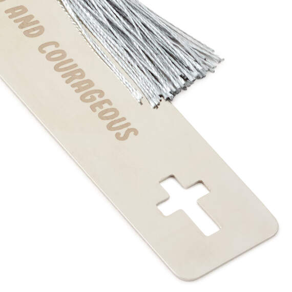 Be Strong and Courageous Metal Bookmark With Cross Charm, , large image number 3