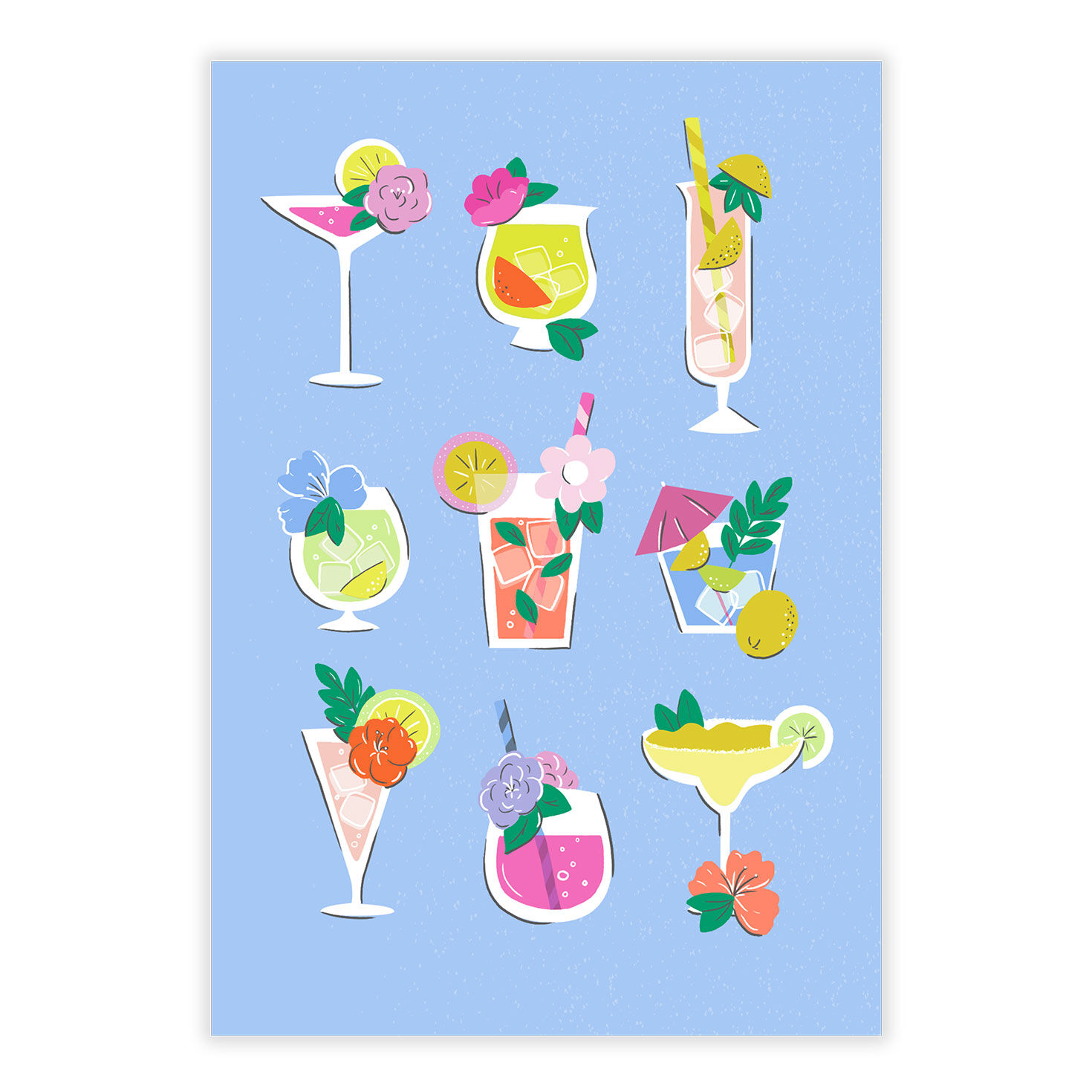 Grid of Tropical Cocktail Glasses Personalized Card front image number 2