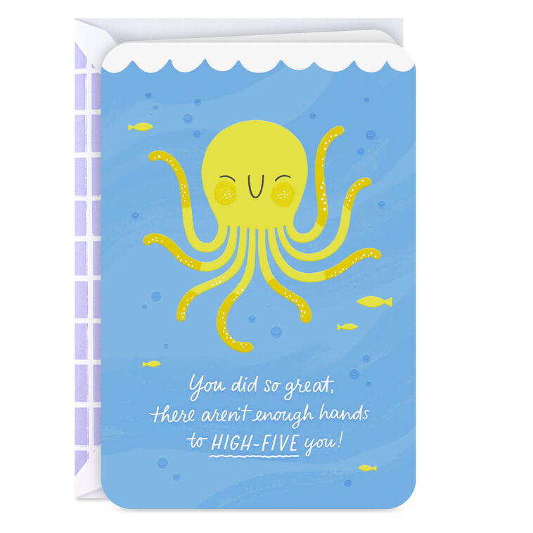 High-Five Octopus Blank Congratulations Card