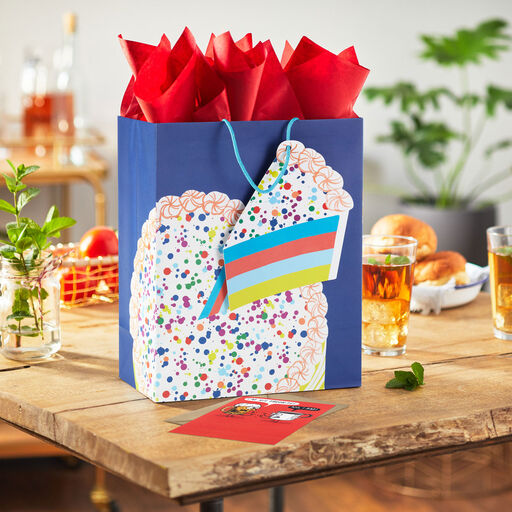 13" Cake on Blue Large Birthday Gift Bag, 