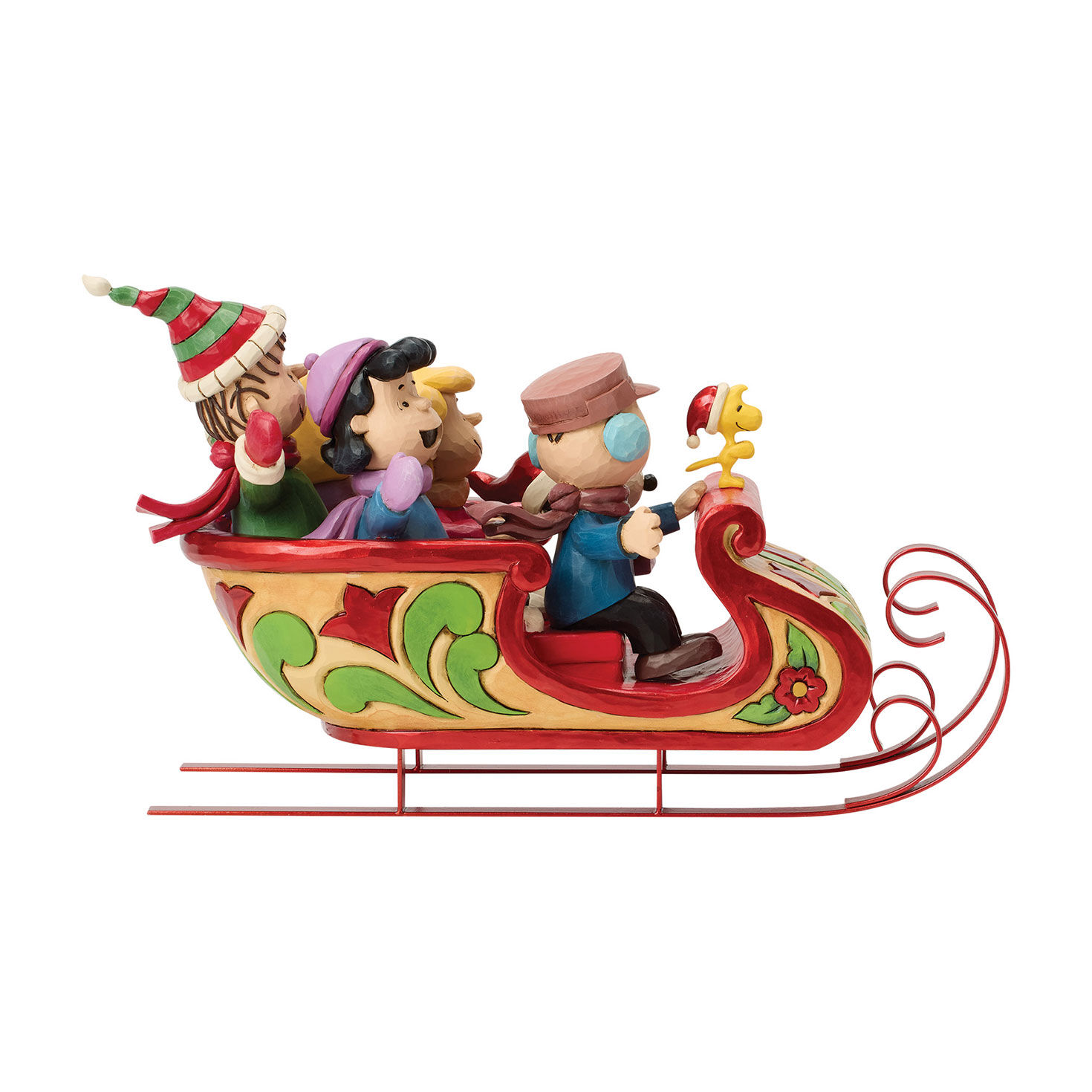 Jim Shore Peanuts Friends in Sleigh Statue back image number 2