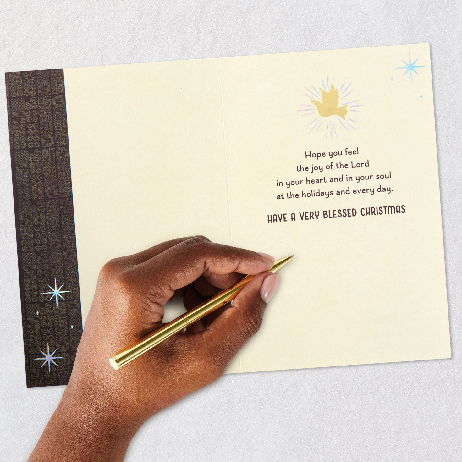 Gold Lettering on Purple Dove Christmas Card Signing card image number 7
