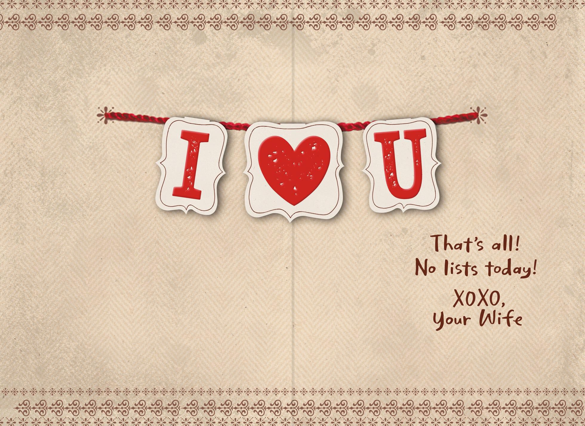 I (Heart) U Banner Valentine's Day Card for Husband