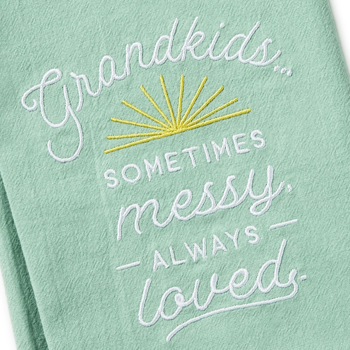 Grandkids Quote Kitchen Towel for Grandma closeup view image number 3