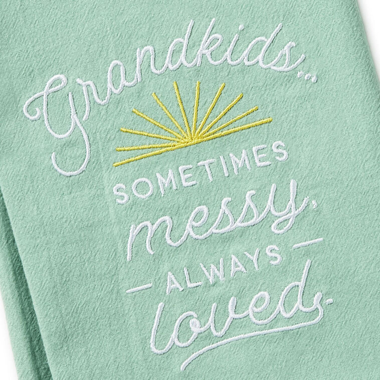 Grandkids Quote Kitchen Towel for Grandma closeup view image number 3
