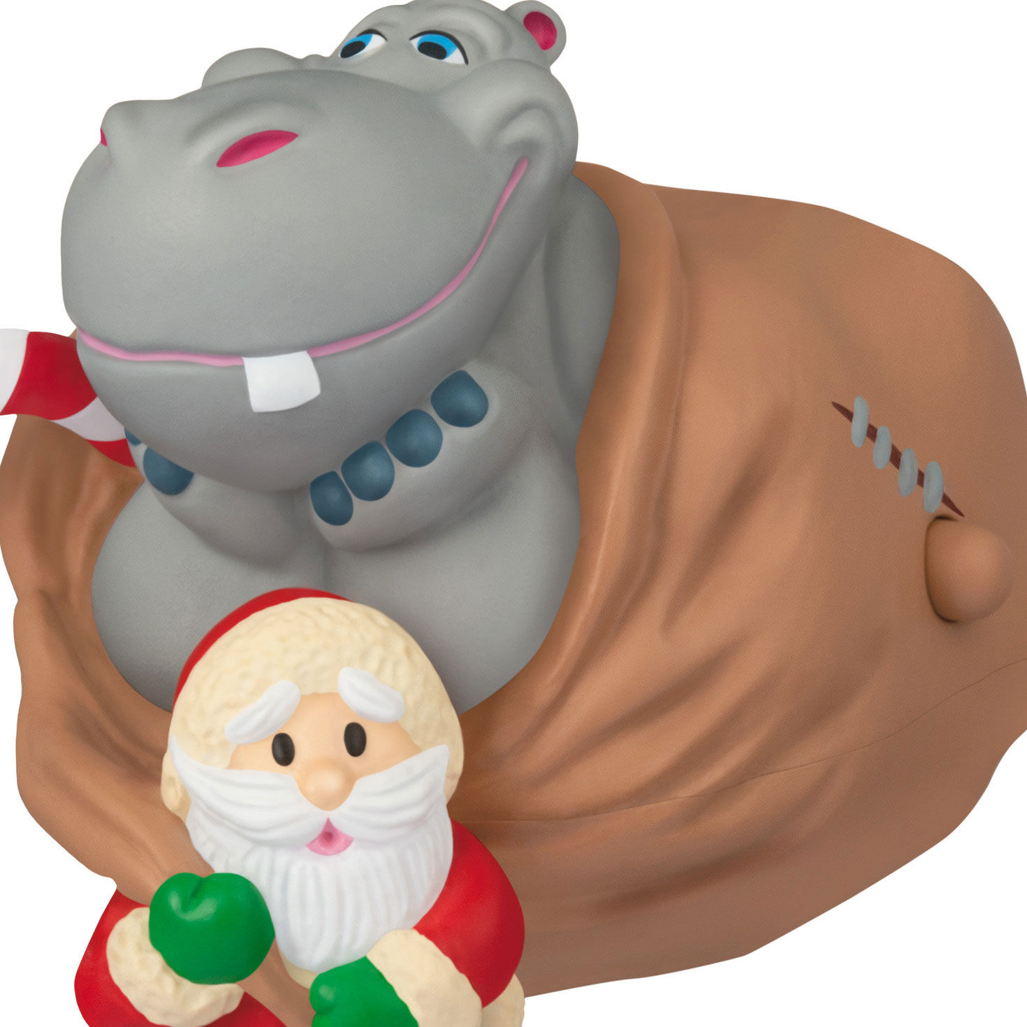 Hippo in Santa's Sack Keepsake Ornament upclose view image number 5