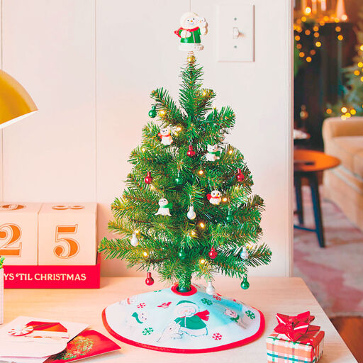 Miniature Snow Buddies Tree Topper and Christmas Tree Skirt Set, 