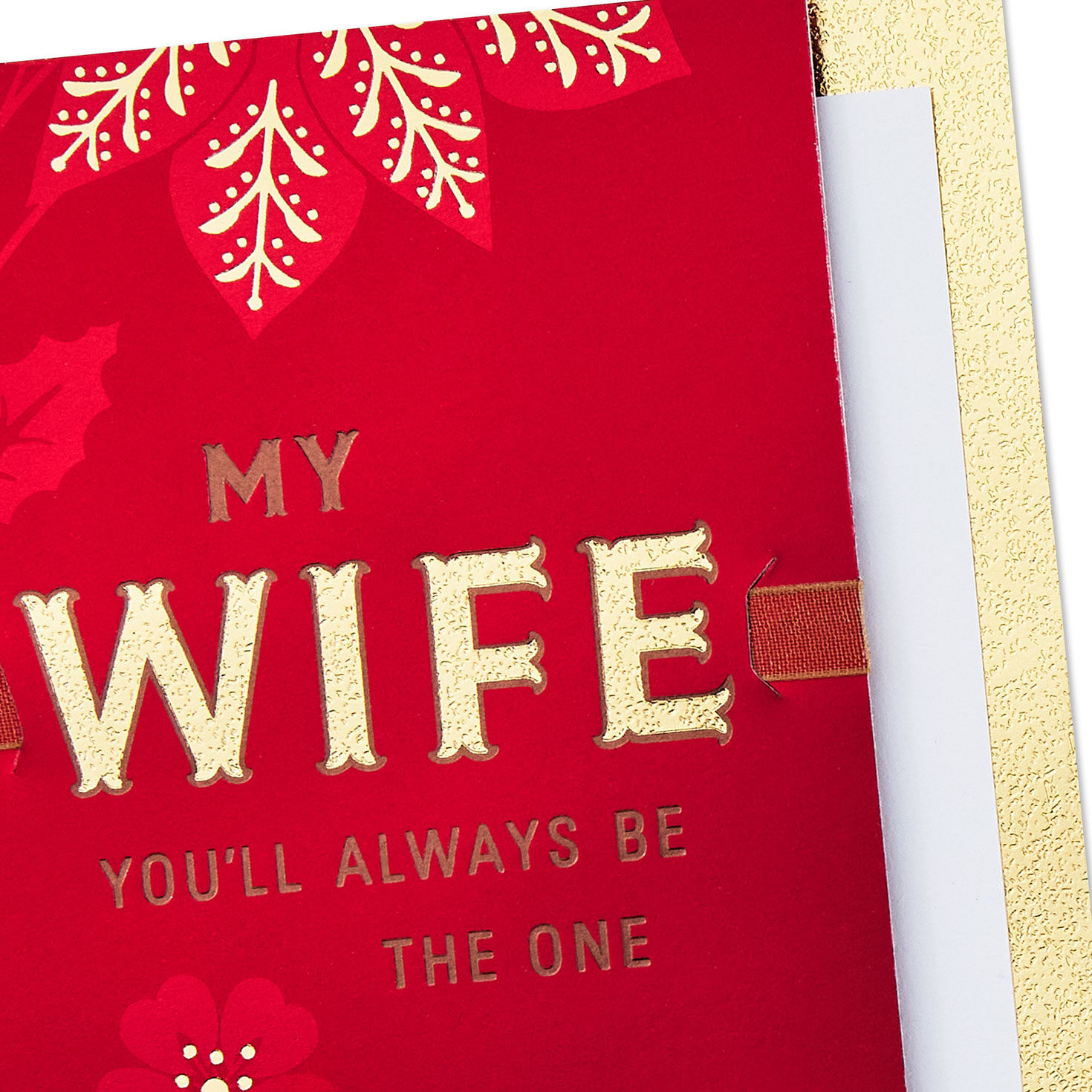 Red Poinsettias Romantic Christmas Card for Wife Card Front Detail image number 6