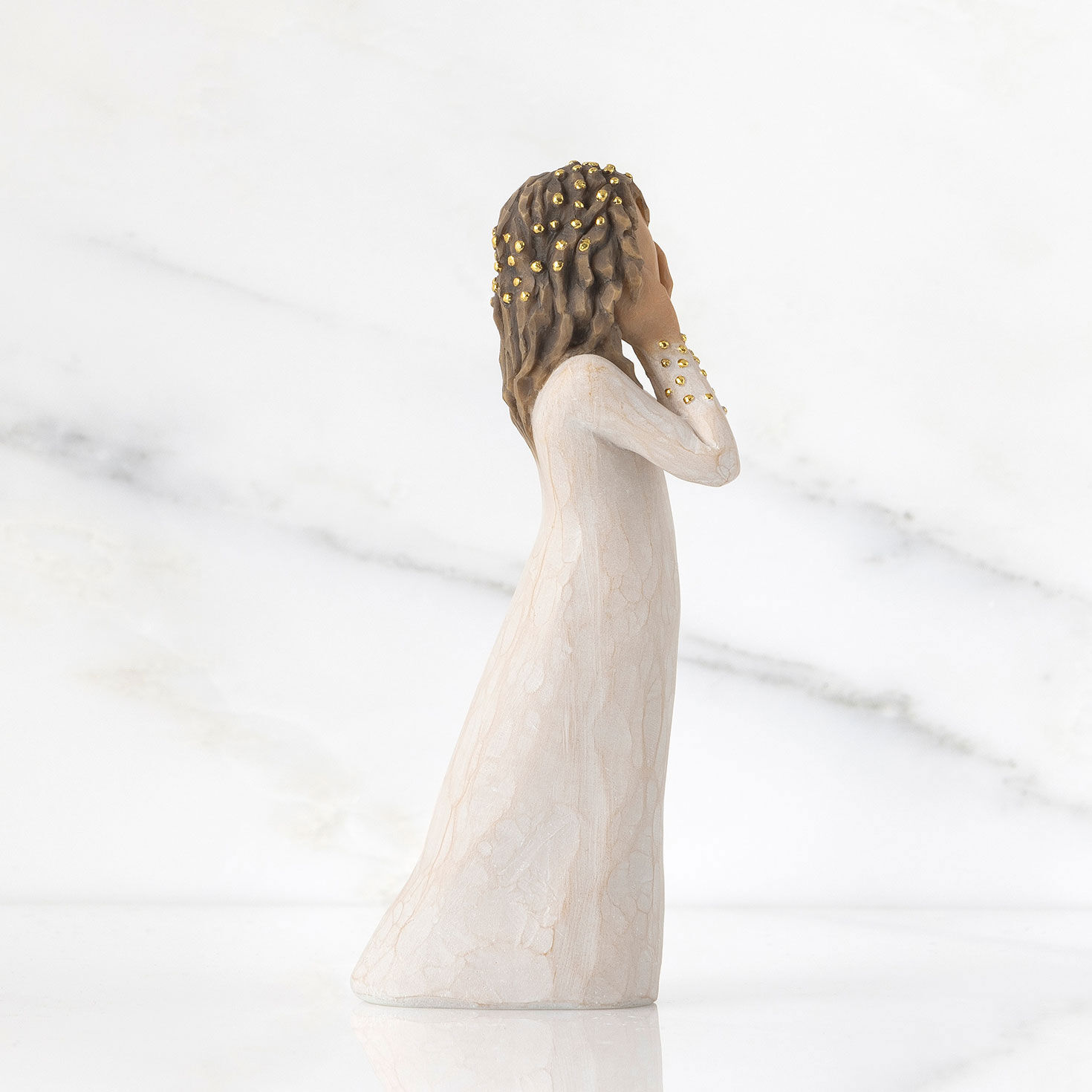 Girl With Hands on Face and Gold Accents Figurine side image number 3