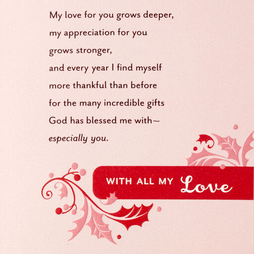 God Blessed Me With You Religious Christmas Card for Wife, 