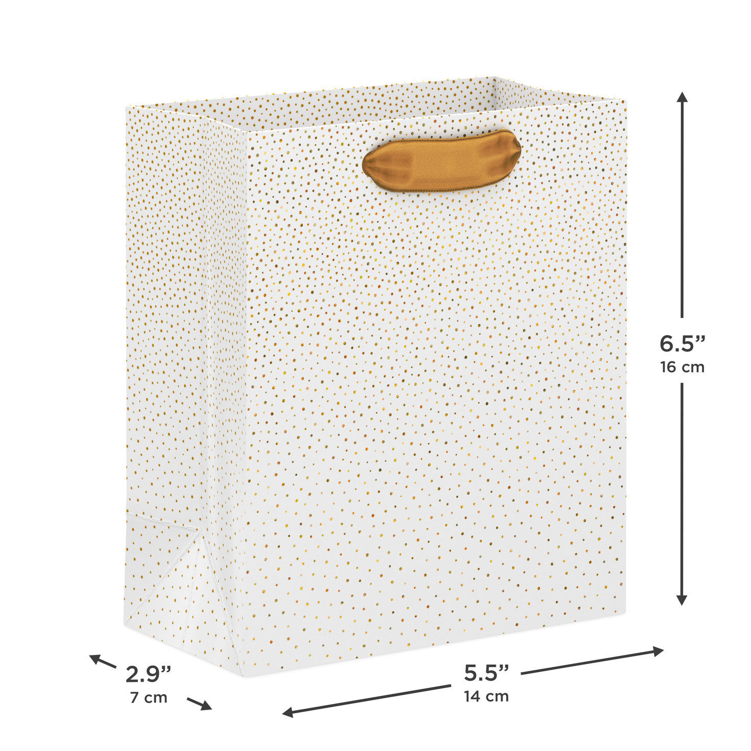 Scattered Gold Mini Dots on Cream Small Gift Bag measurement image number 3