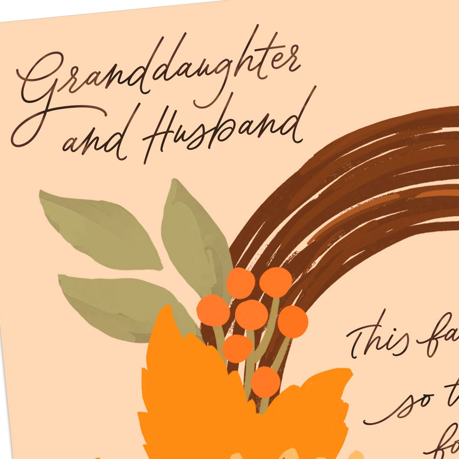 Wreath Thanksgiving Card for Granddaughter and Husband Card Front Detail image number 5
