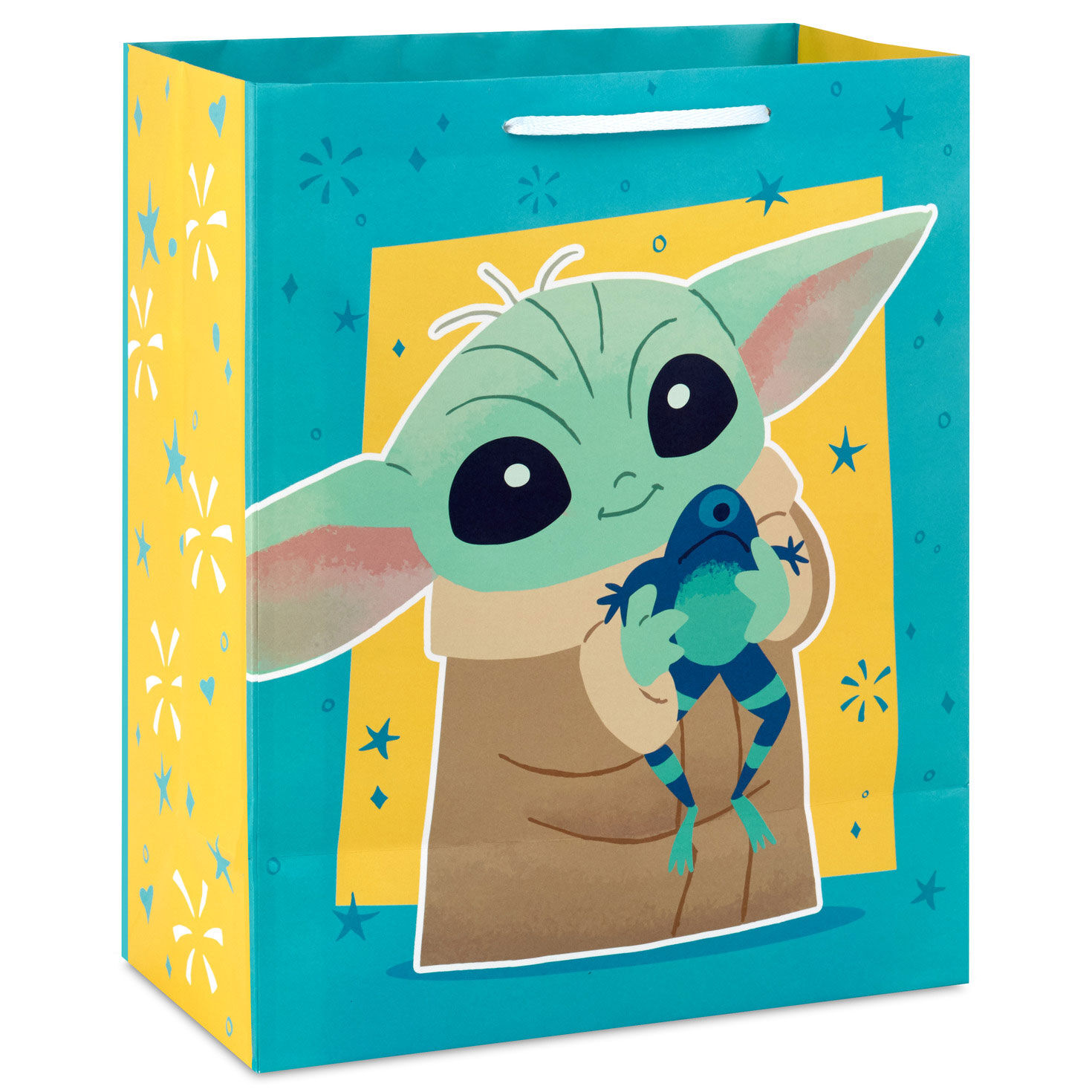 Grogu With Sorgan Frog on Blue Large Gift Bag back image number 6