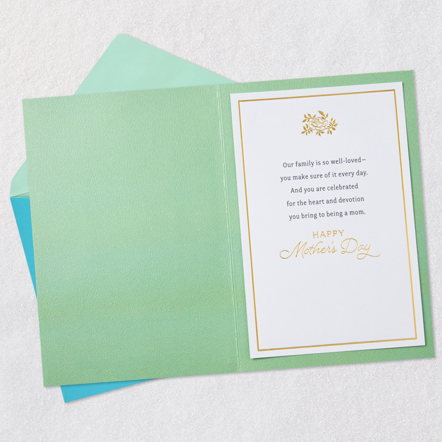 Floral Placard and Vines Mom Mother's Day Card Open card with envelope image number 3