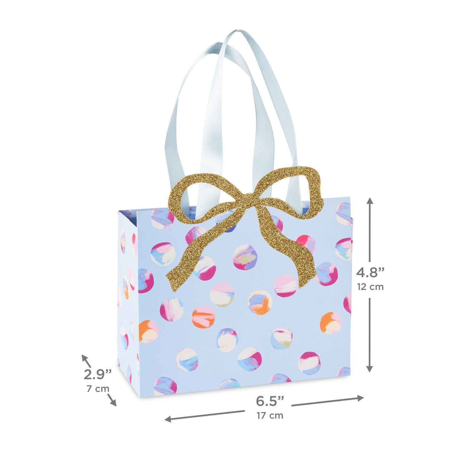 Patterned Polka Dots and Bow Small Gift Bag measurement image number 3