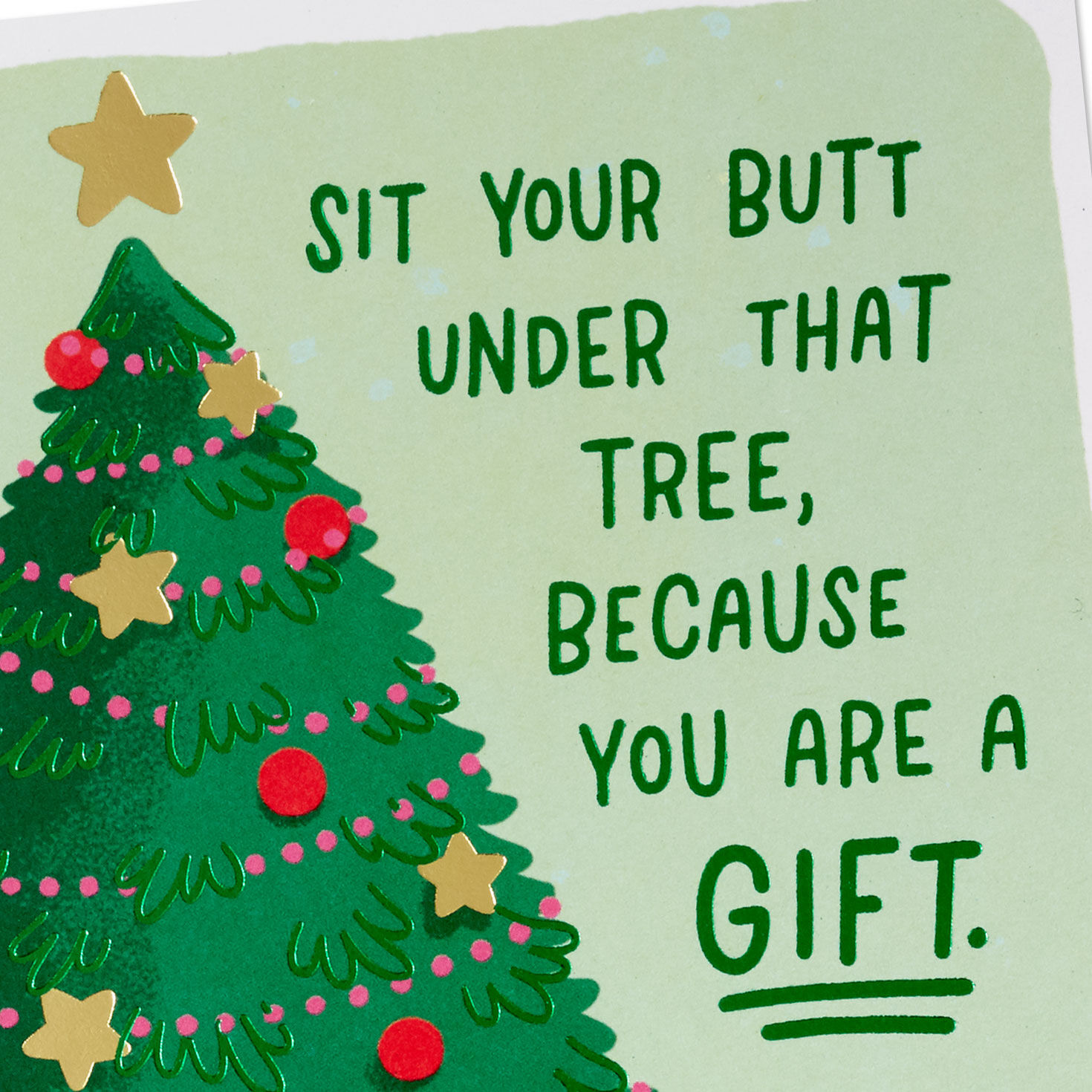 Christmas Tree and Presents Funny Christmas Card Card Front Detail image number 4
