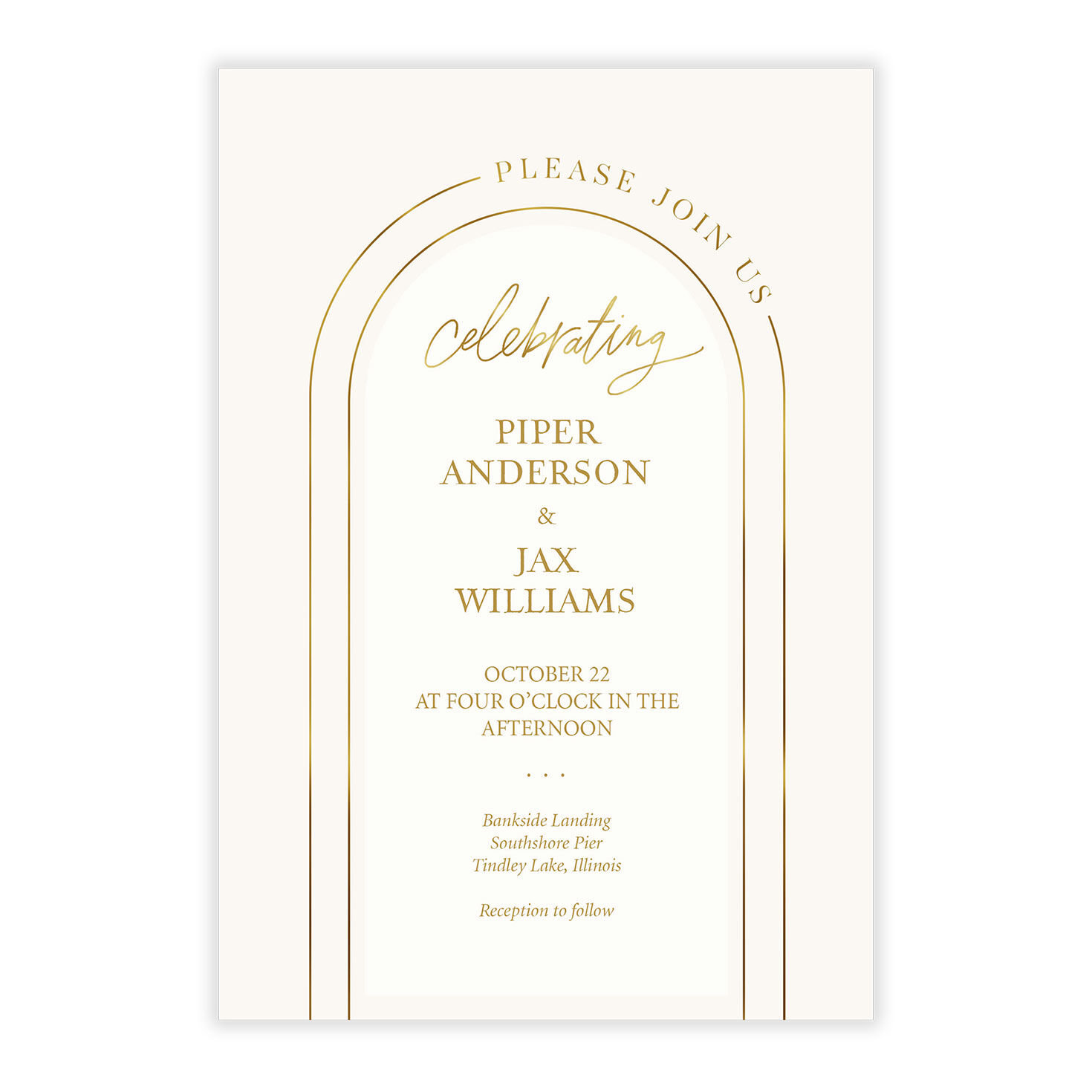 Elegant Gold Arch Wedding Invitation, , large image number 5