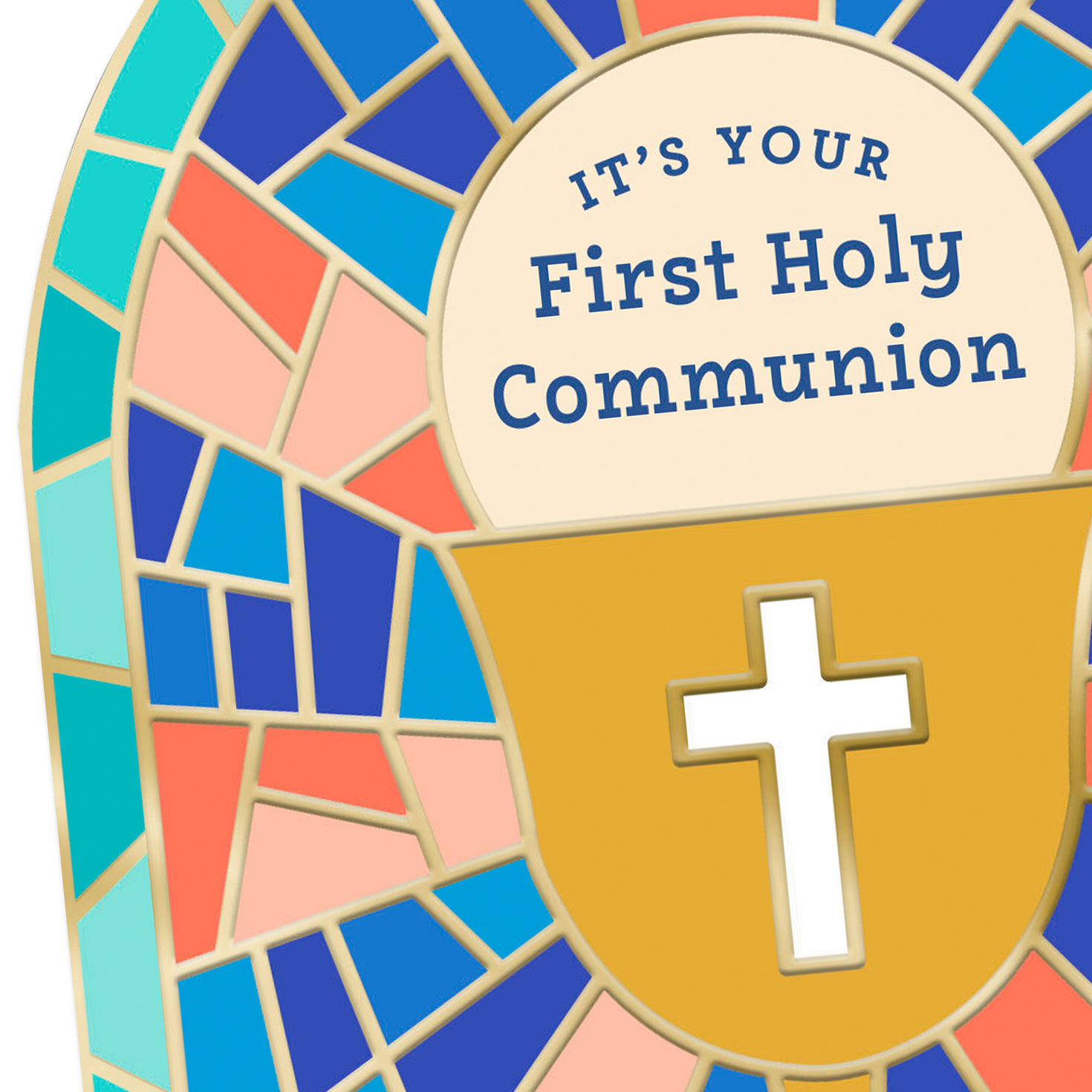 Chalice on Stained Glass First Communion Card Card Front Detail image number 5